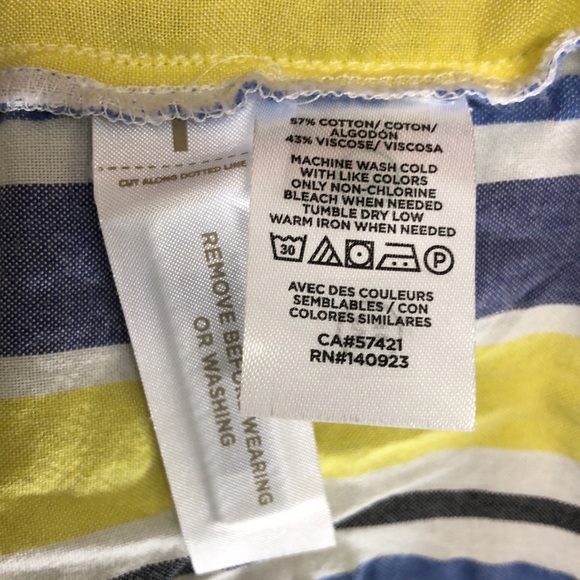 LOFT Striped Flutter Dress Blue Yellow Size SP - Picture 5 of 9